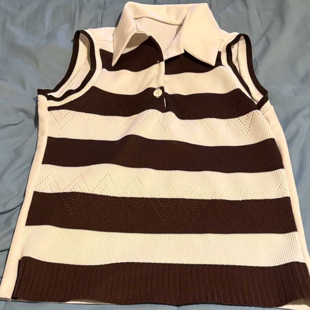 Striped Sleeveless Polo Shirt